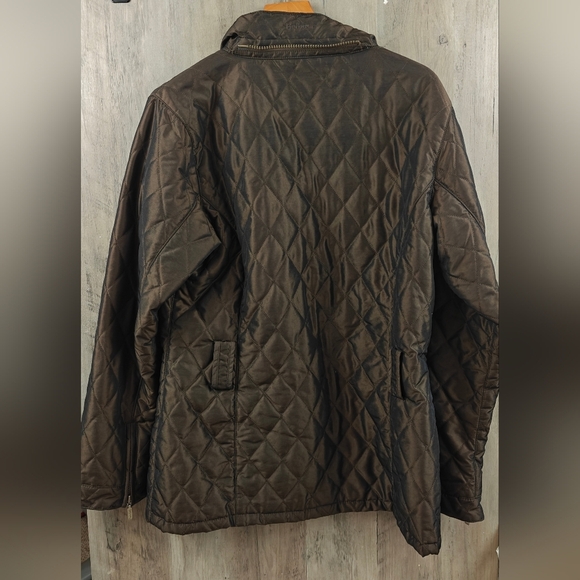 Barbour Cameron Lux Quilted Belted Brown Zip Up Jacket Size 10 - Picture 10 of 13